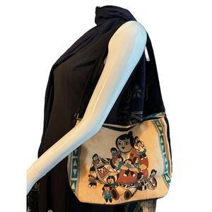 Handwoven Cotton Shoulder Bag With Tribal Family Print